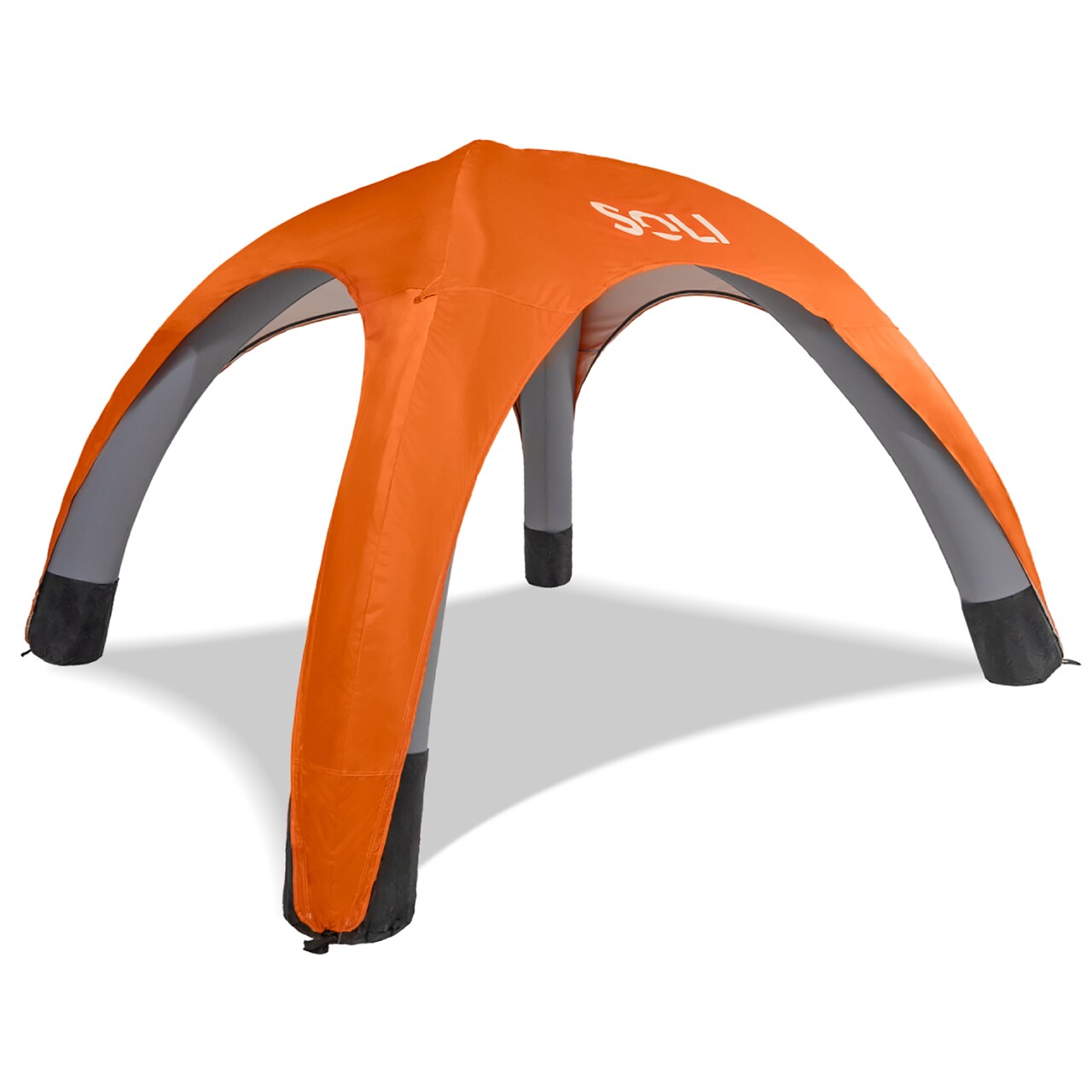 SOLI: Air Canopy 10' - Heat Wave Orange - Outdoor & Beach Self-Inflating Sun Tent, Shade Wall, UPF 50+, Pump-Stakes, Lightweight & Portable, Backpack